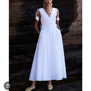 Tory Burch White Sleeveless Smocked Dress